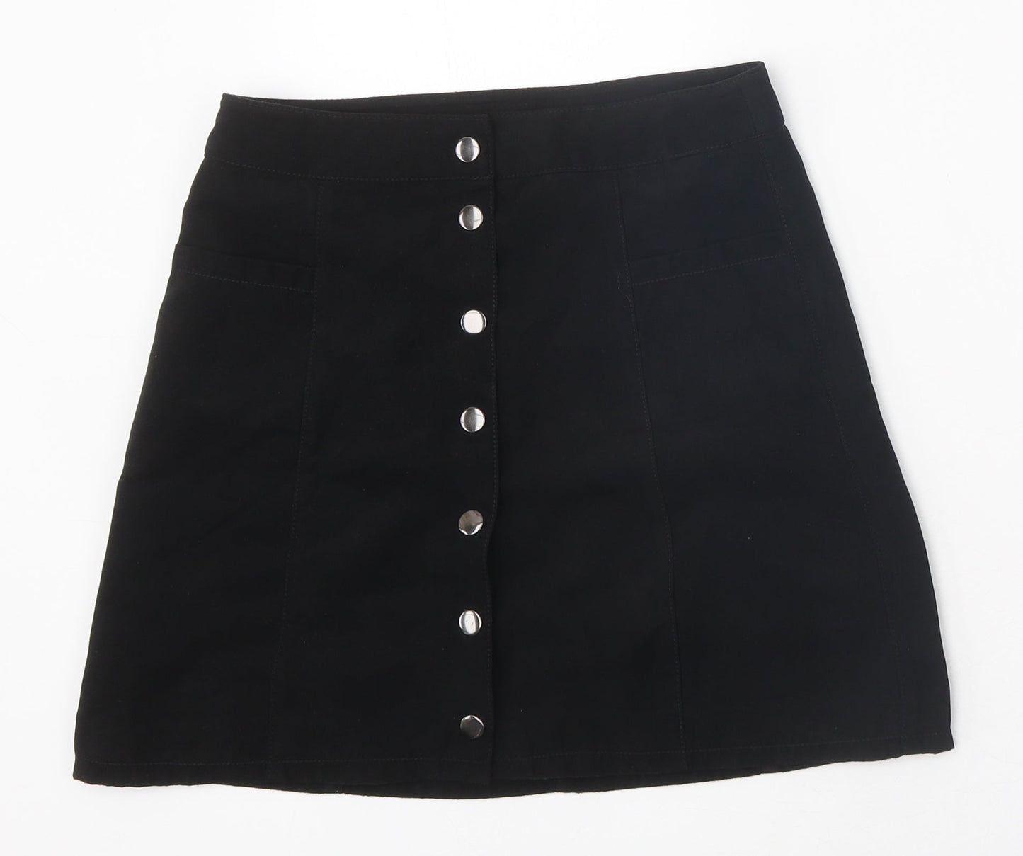 Divided Womens Black Polyester Mini Skirt Size 8 Snap