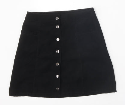 Divided Womens Black Polyester Mini Skirt Size 8 Snap