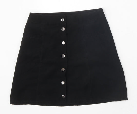 Divided Womens Black Polyester Mini Skirt Size 8 Snap