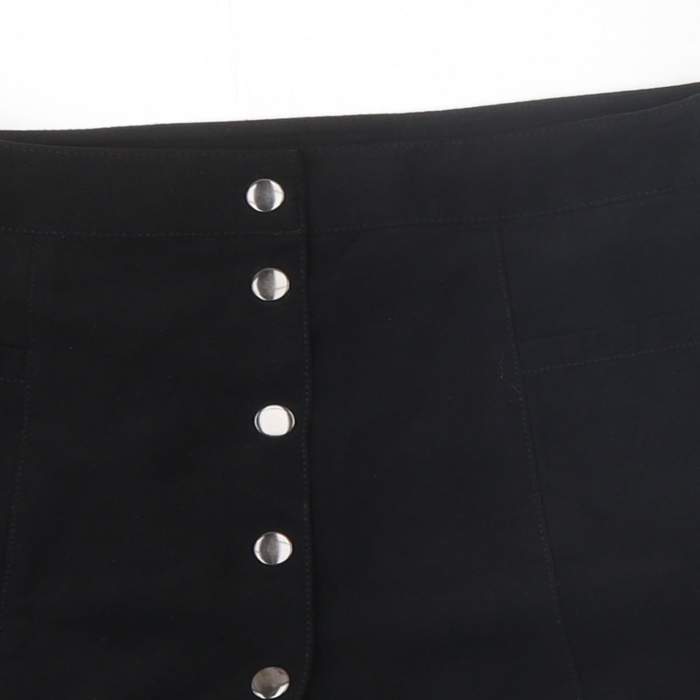 Divided Womens Black Polyester Mini Skirt Size 8 Snap