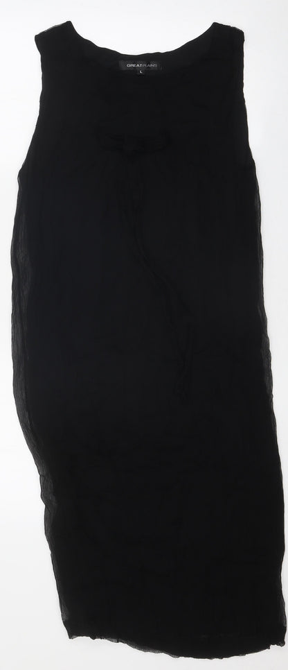 Great Plains Womens Black Viscose Tank Dress Size L Boat Neck Pullover