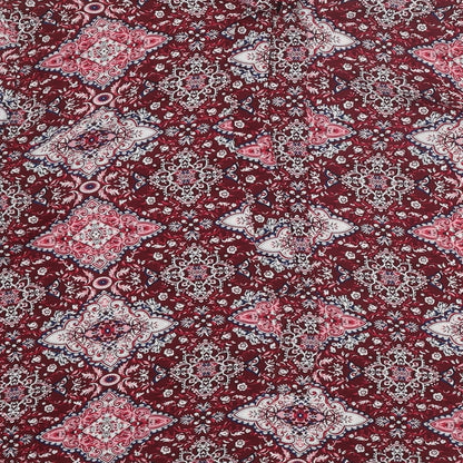 Primark Womens Red Geometric Polyester Basic Blouse Size 12 Boat Neck - Bell Sleeve