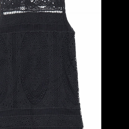 MNG Womens Black Polyester Sheath Size S Mock Neck Button