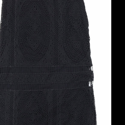 MNG Womens Black Polyester Sheath Size S Mock Neck Button