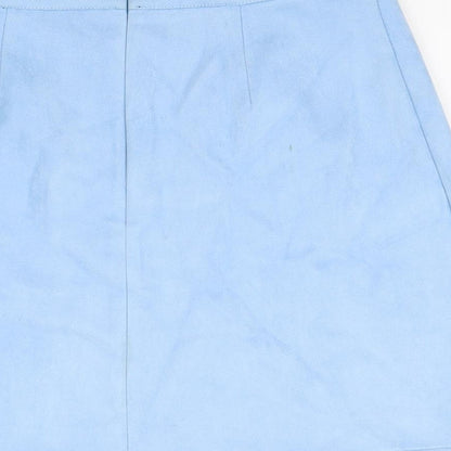 Missguided Womens Blue Polyester A-Line Skirt Size 10 Zip