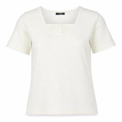 Bonmarché Womens White Polyester Basic T-Shirt Size M Scoop Neck