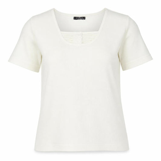 Bonmarché Womens White Polyester Basic T-Shirt Size M Scoop Neck