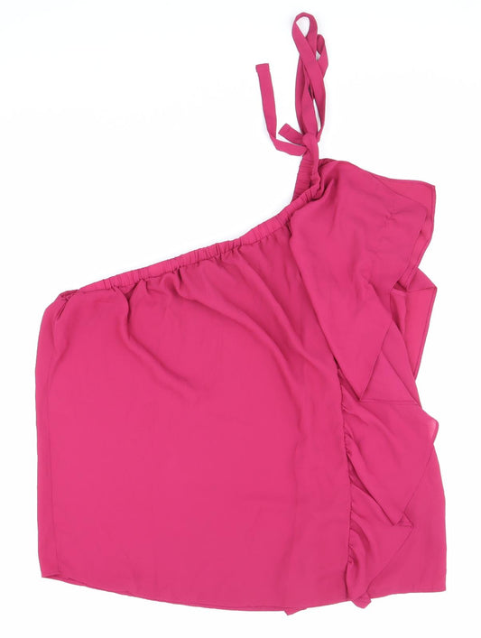 George Womens Pink Polyester Basic Tank Size 18 One Shoulder