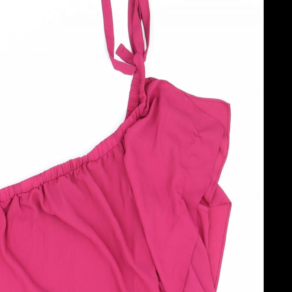 George Womens Pink Polyester Basic Tank Size 18 One Shoulder