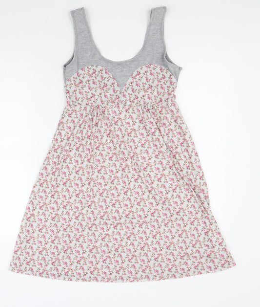 Atmosphere Womens Grey Floral Viscose Skater Dress Size 10 Scoop Neck Pullover