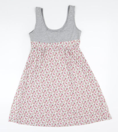 Atmosphere Womens Grey Floral Viscose Skater Dress Size 10 Scoop Neck Pullover