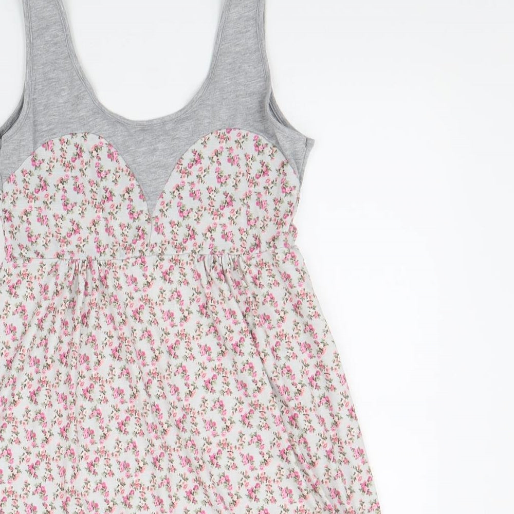 Atmosphere Womens Grey Floral Viscose Skater Dress Size 10 Scoop Neck Pullover
