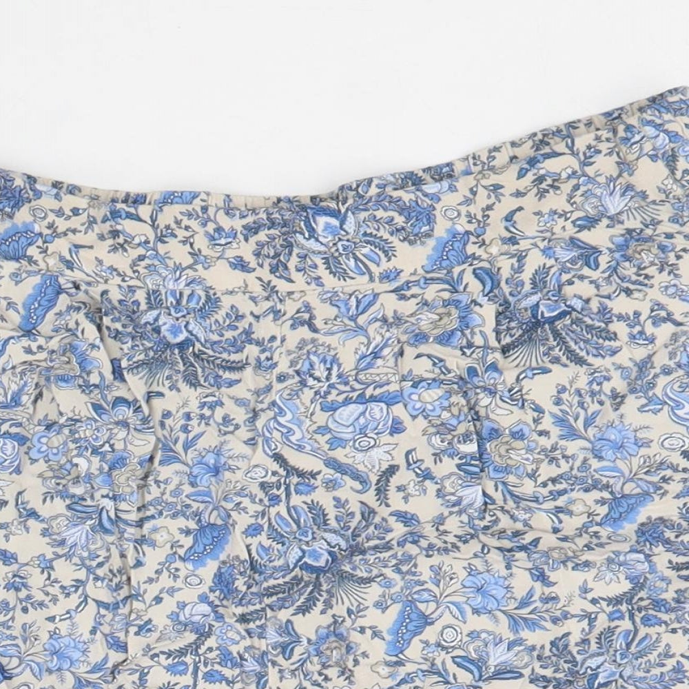 H&M Womens Blue Floral 100% Viscose Mom Shorts Size 38 in L3 in Regular