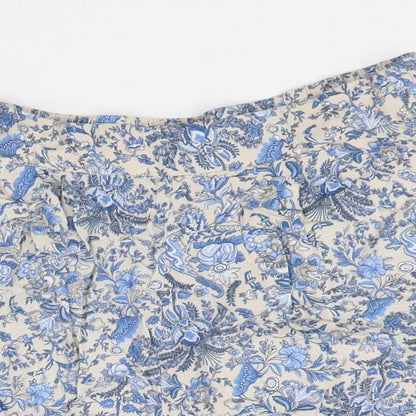H&M Womens Blue Floral 100% Viscose Mom Shorts Size 38 in L3 in Regular
