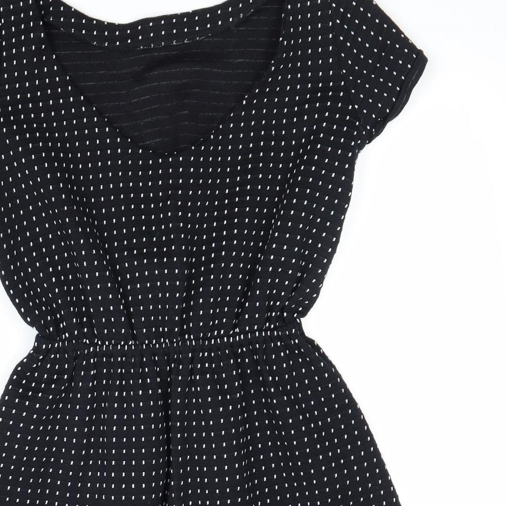Bowes Threads Womens Black Geometric 100% Cotton Fit & Flare Size XS Scoop Neck Pullover