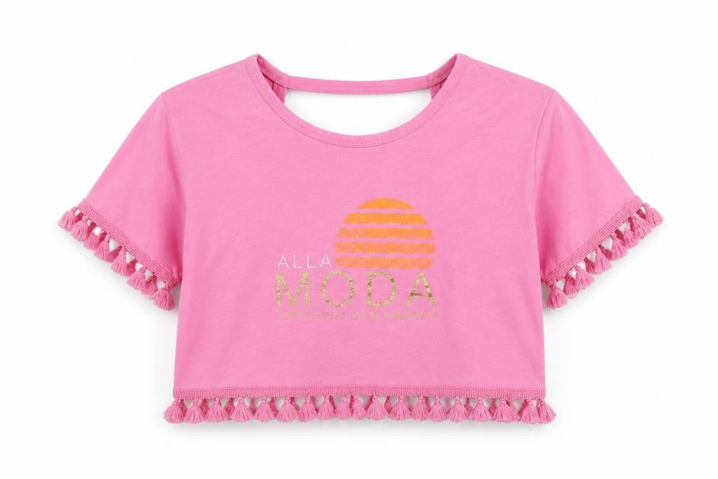 Womens UK Size 8 River Island Pink Cropped T-Shirt