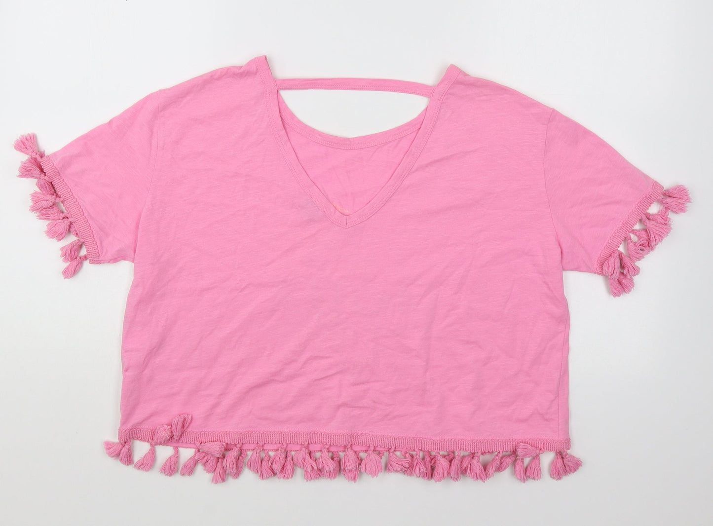 Womens UK Size 8 River Island Pink Cropped T-Shirt
