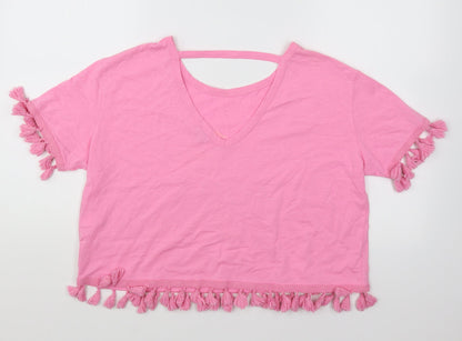 Womens UK Size 8 River Island Pink Cropped T-Shirt