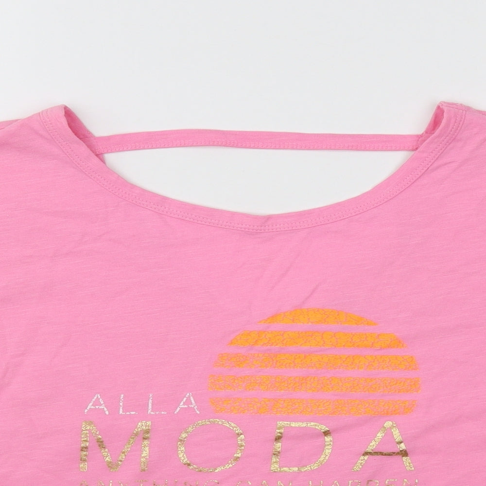 Womens UK Size 8 River Island Pink Cropped T-Shirt