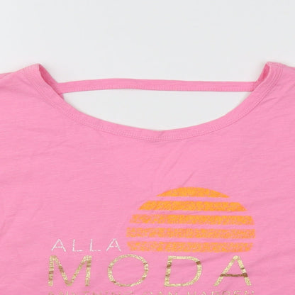 Womens UK Size 8 River Island Pink Cropped T-Shirt