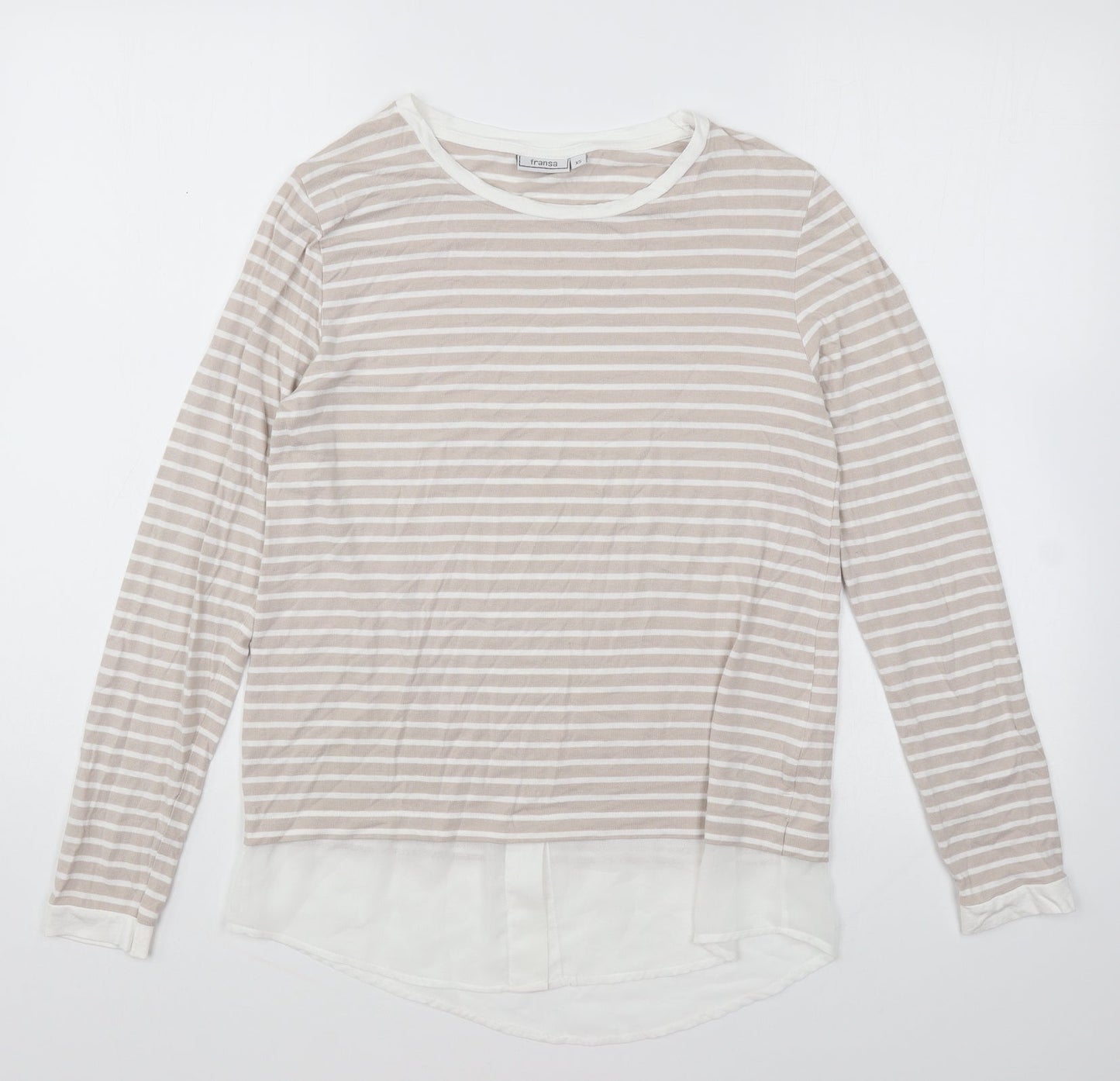 Womens UK Size XS Fransa Beige Basic T-Shirt