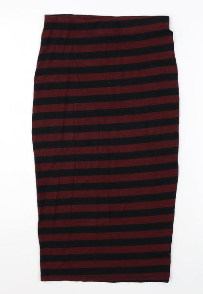 Dorothy Perkins Womens Red Striped Polyester Straight & Pencil Skirt Size 8