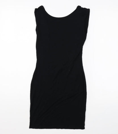 Missguided Womens Black Polyester Bodycon Size 8 Boat Neck Pullover