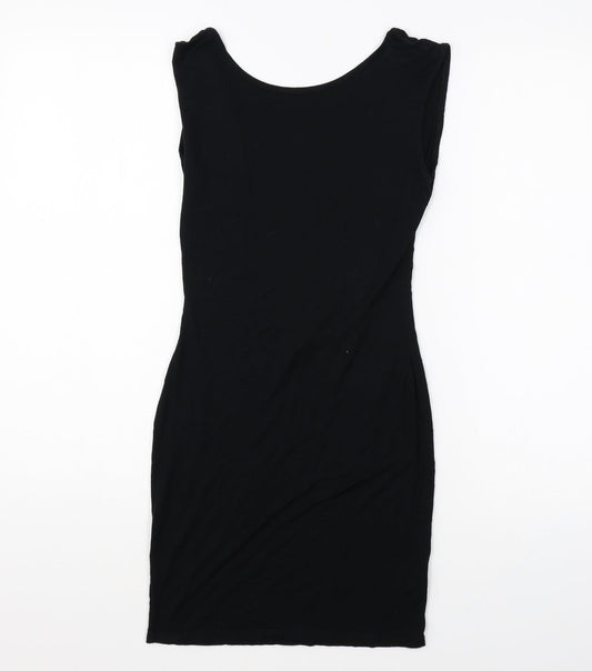 Missguided Womens Black Polyester Bodycon Size 8 Boat Neck Pullover