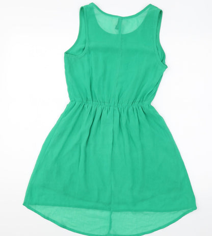 Divided Womens Green Polyester Skater Dress Size 8 Scoop Neck Pullover