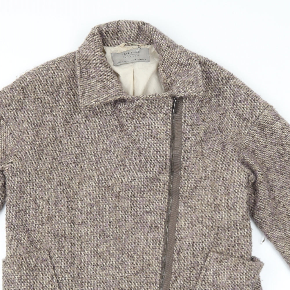 Womens UK Size S Zara Brown Overcoat