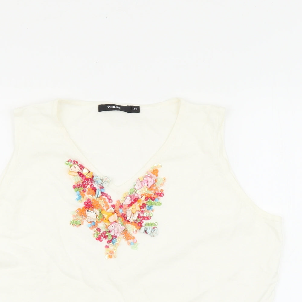 Womens UK Size 42 Verse White Basic Tank