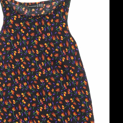 Primark Womens Black Floral Polyester Camisole Tank Size 8 Boat Neck