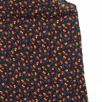 Primark Womens Black Floral Polyester Camisole Tank Size 8 Boat Neck