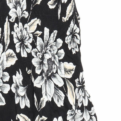 Croft & Barrow Womens Black Floral 100% Cotton A-Line Size M Boat Neck Pullover