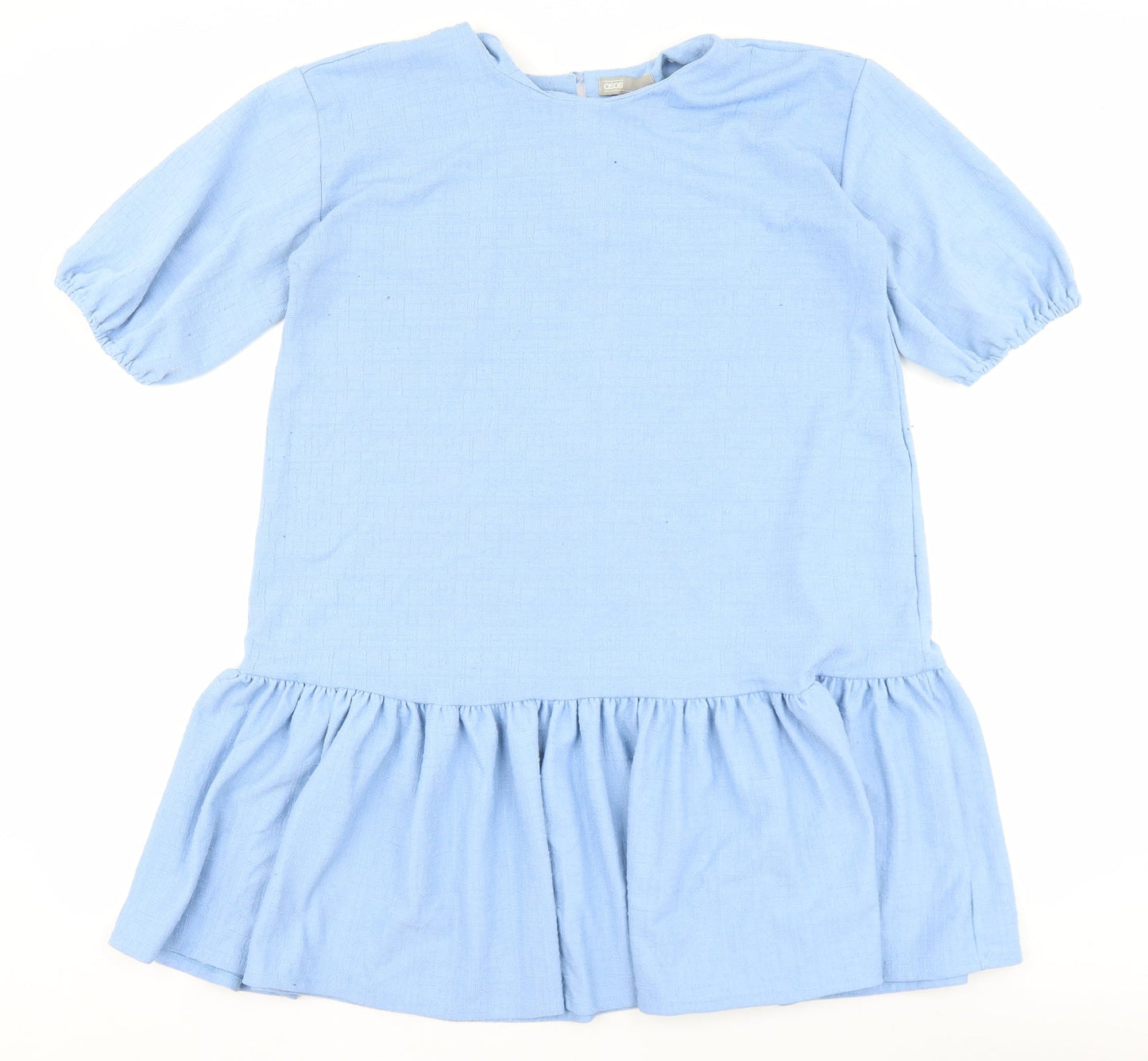 ASOS Womens Blue Polyester A-Line Size 10 Round Neck Button