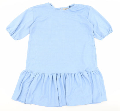 ASOS Womens Blue Polyester A-Line Size 10 Round Neck Button