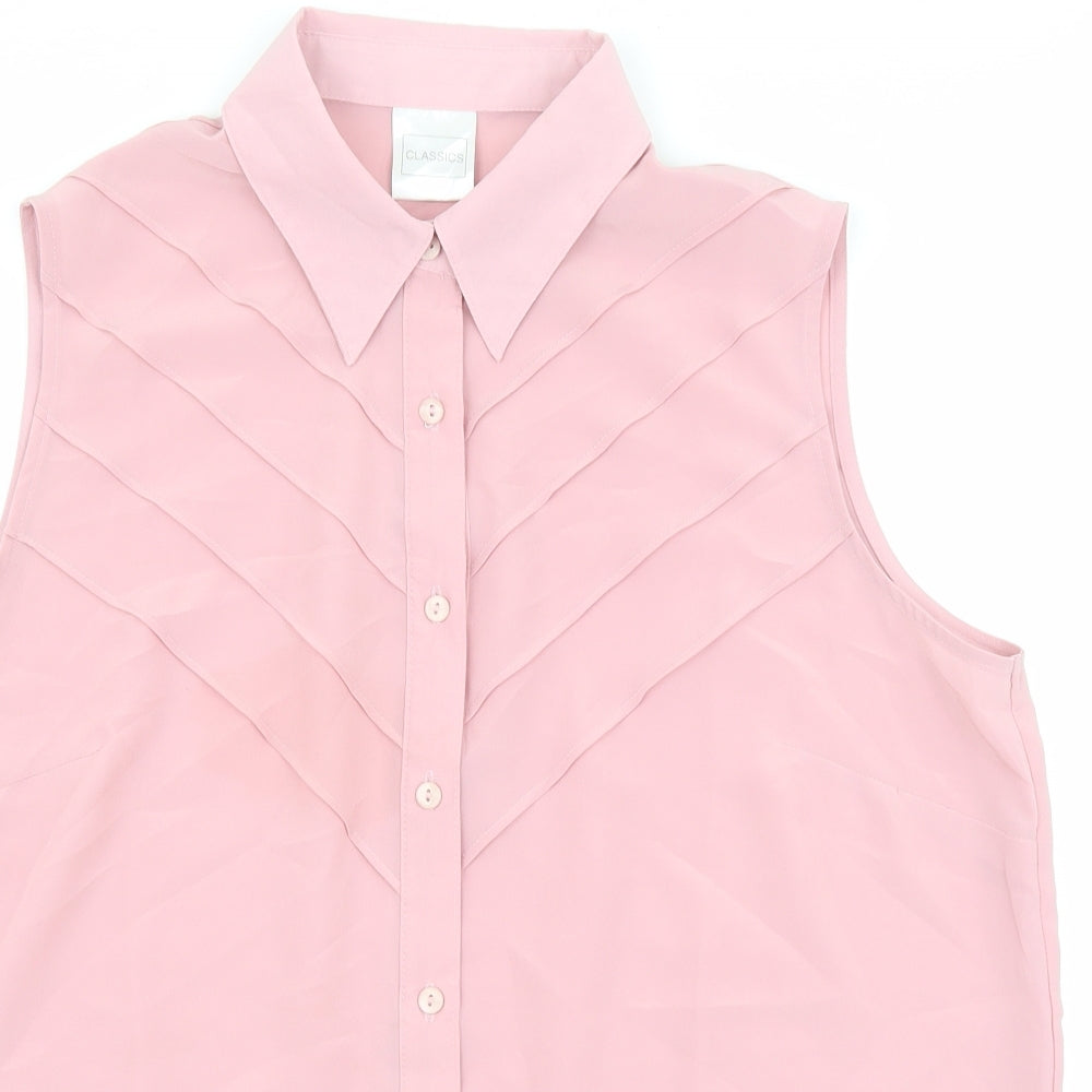 Classics Womens Pink Polyester Basic Tank Size 18 V-Neck