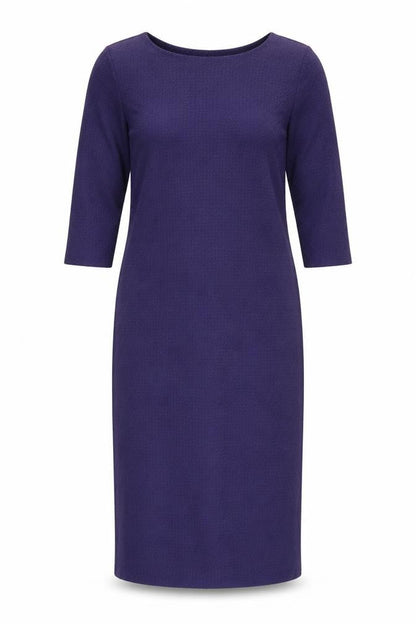 Warehouse Womens Blue Viscose Pencil Dress Size 10 Boat Neck Zip