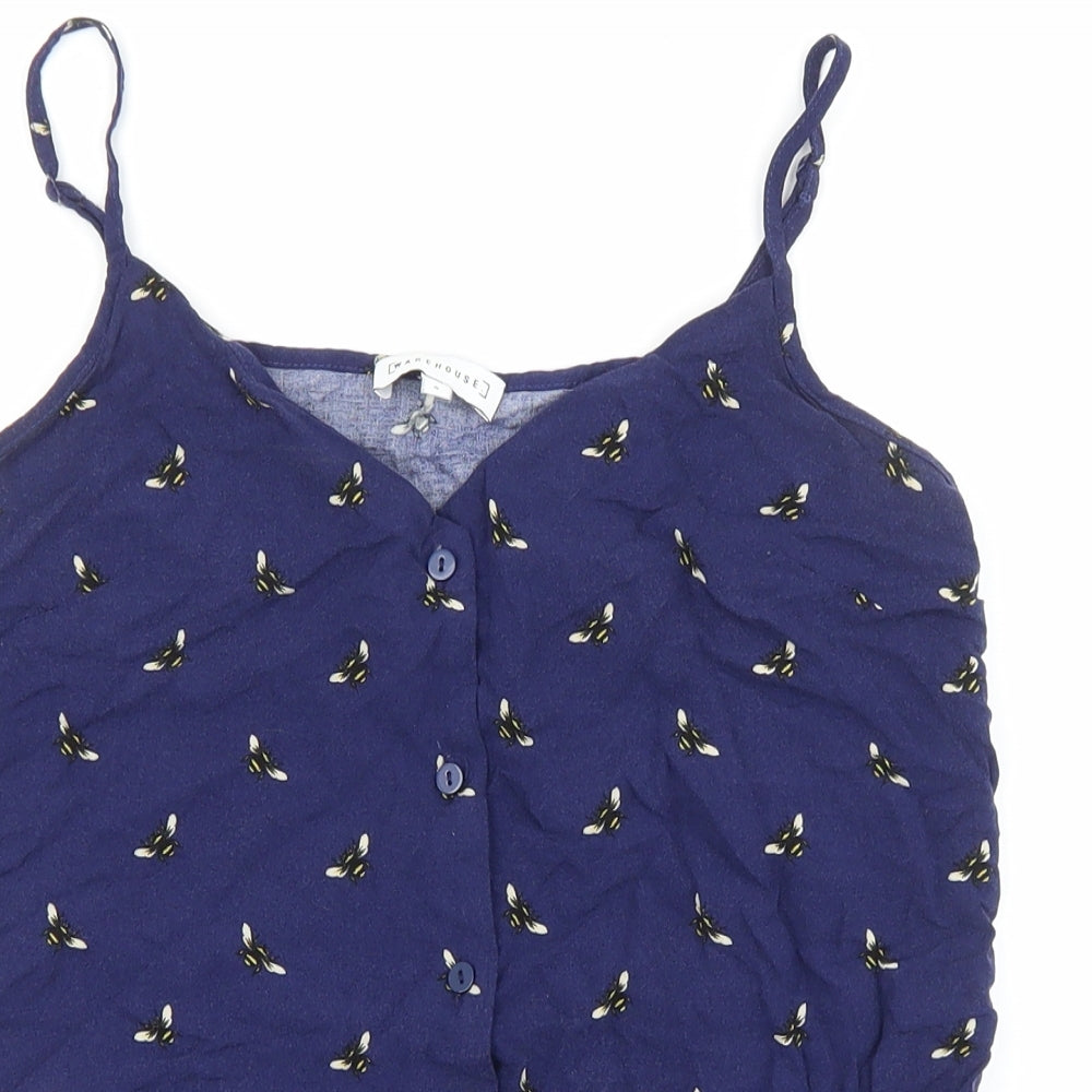 Womens UK Size 8 Warehouse Blue Basic Tank