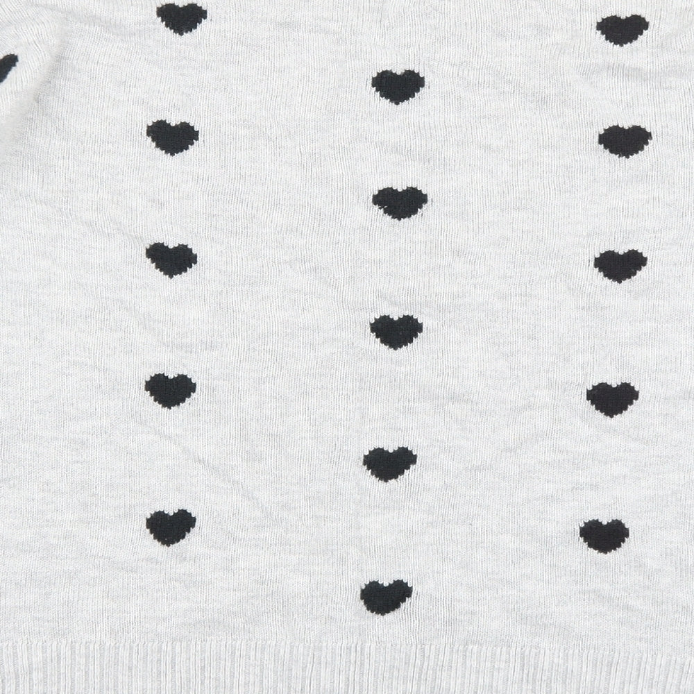 Gap Womens Grey Round Neck Geometric Cotton Pullover Jumper Size S - Heart Detail