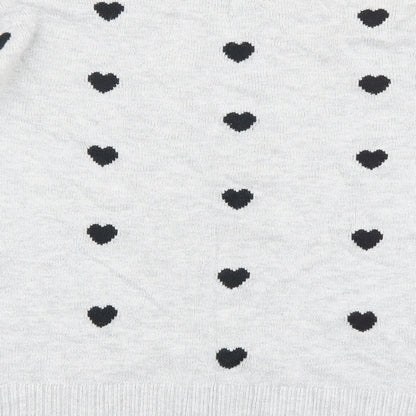 Gap Womens Grey Round Neck Geometric Cotton Pullover Jumper Size S - Heart Detail