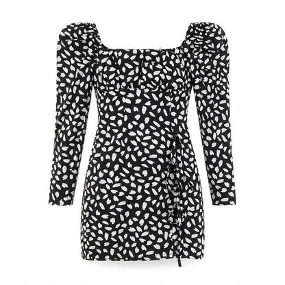 PRETTYLITTLETHING Womens Black Geometric Polyester Bodycon Size 8 Square Neck Pullover