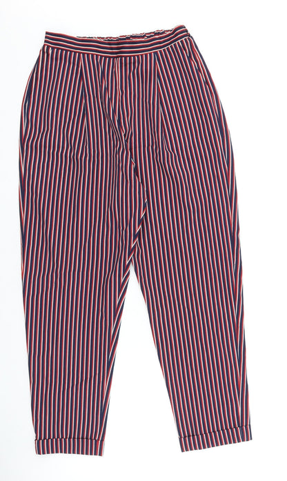 F&F Womens Red Striped Polyester Harem Trousers Size 6 L24.5 in Regular Snap