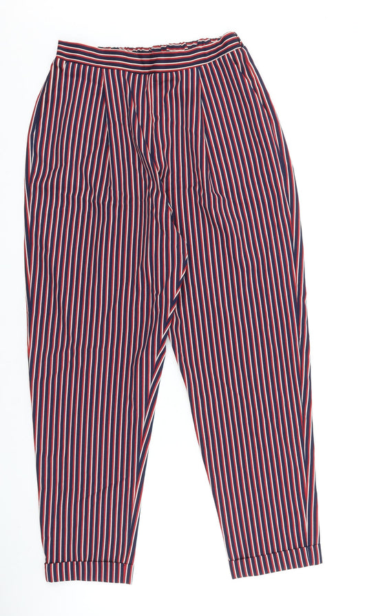 F&F Womens Red Striped Polyester Harem Trousers Size 6 L24.5 in Regular Snap
