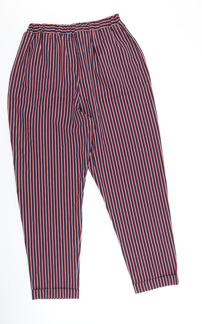 F&F Womens Red Striped Polyester Harem Trousers Size 6 L24.5 in Regular Snap