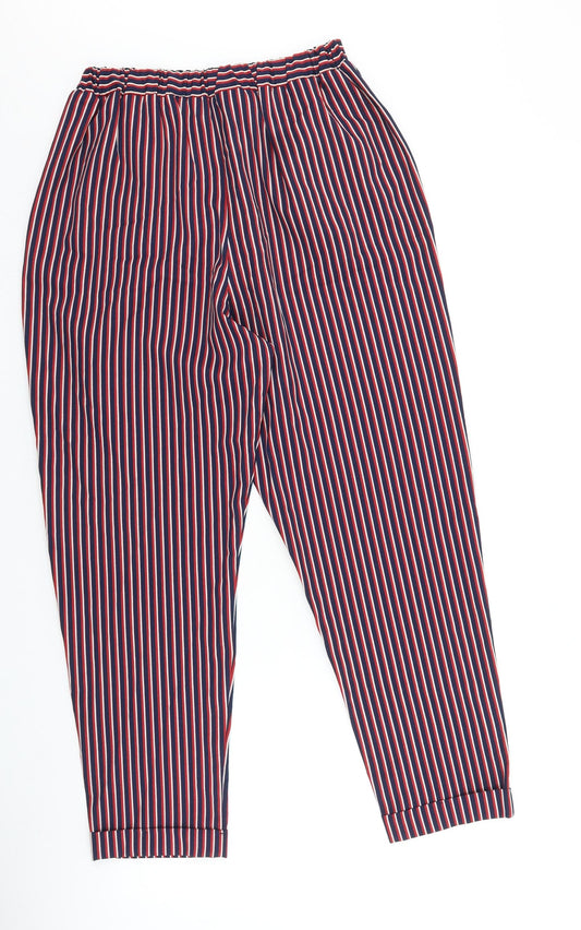 F&F Womens Red Striped Polyester Harem Trousers Size 6 L24.5 in Regular Snap