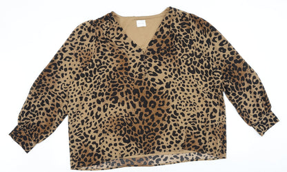 Womens UK Size 14 VILA Brown Basic T-Shirt
