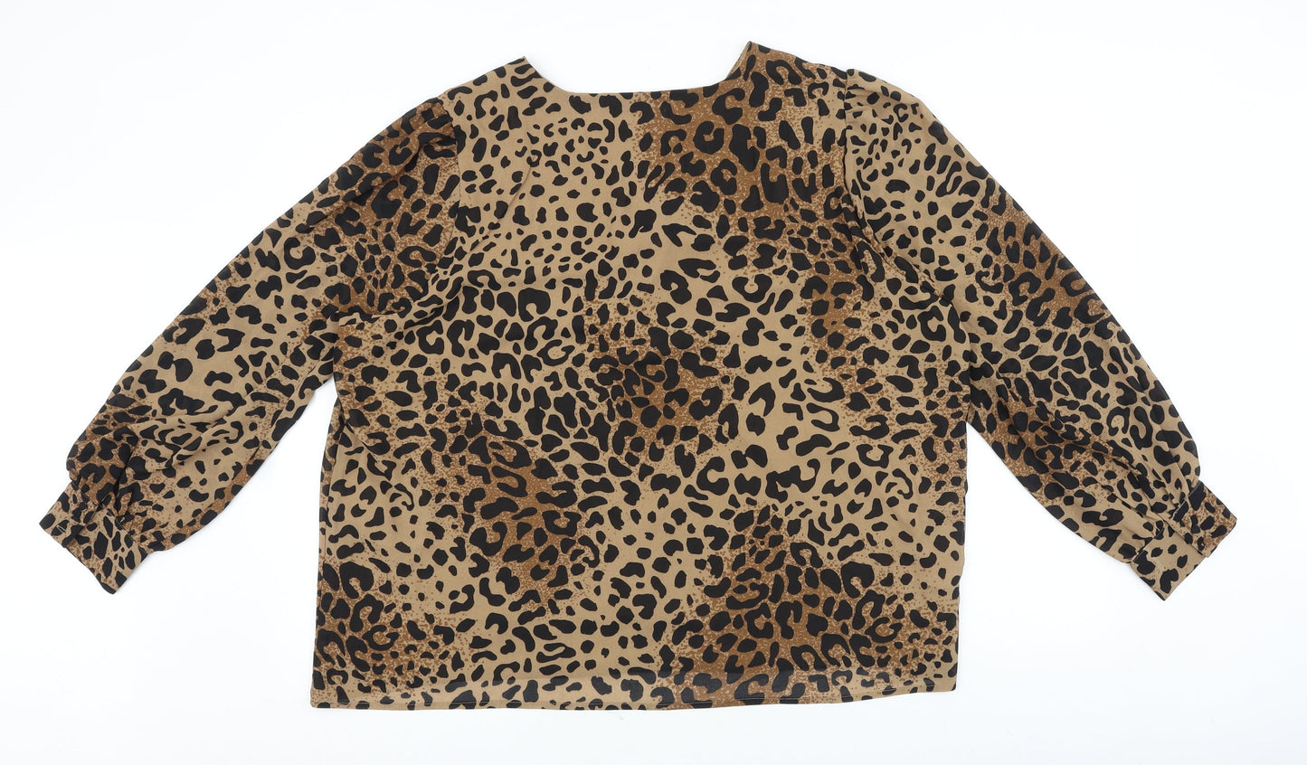 Womens UK Size 14 VILA Brown Basic T-Shirt