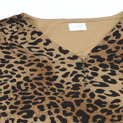 Womens UK Size 14 VILA Brown Basic T-Shirt