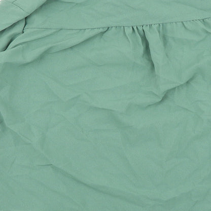 W Y Z & B Womens Green Polyester Basic Button-Up Size M Round Neck